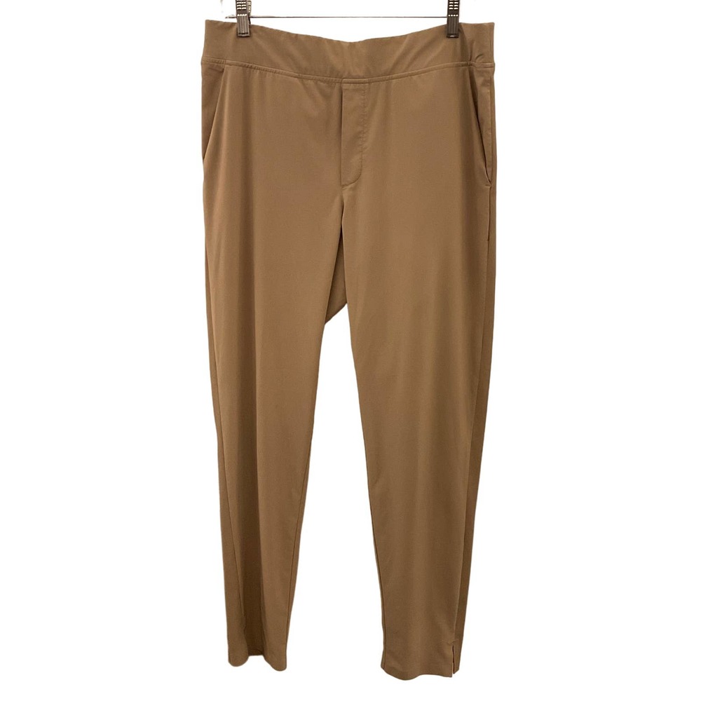 Athleta Brooklyn Ankle Pant Tan Straight Leg Pockets Women's Size 12 Tall EUC